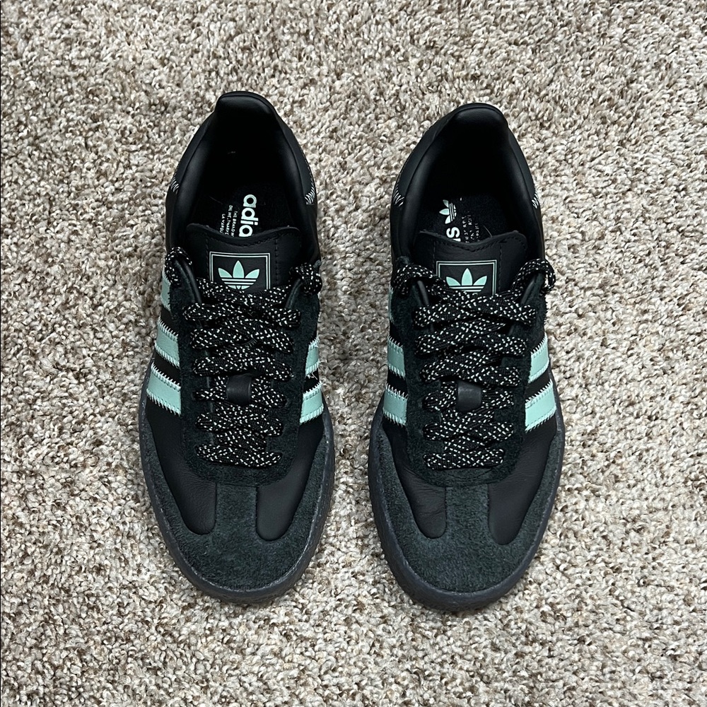 Adidas Black and Mint Sneakers